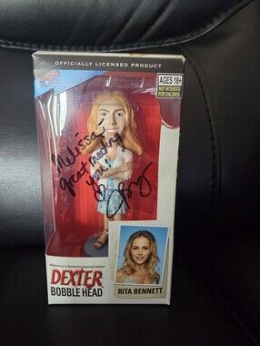 RARE Bif Bang Pow Dexter Rita Bennett Bobble Head Never Opened + Autographed